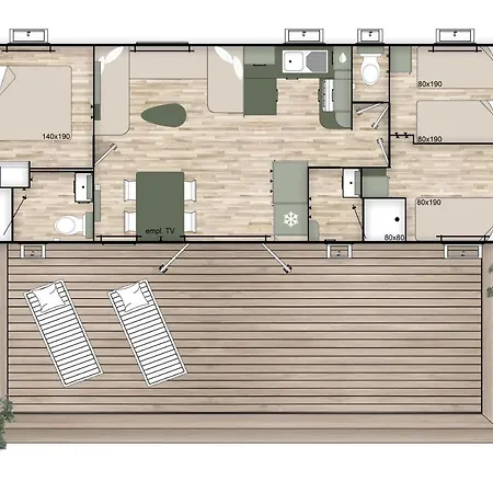 Les Dunes 5 Etoiles Mbh 6pers 1 Parentale 2 Chbs Et 2 Sdb 2 Wc Clim 42m2 * Torreilles