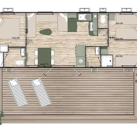 Les Dunes 5 Etoiles Mbh 6pers 1 Parentale 2 Chbs Et 2 Sdb 2 Wc Clim 42m2 * Torreilles