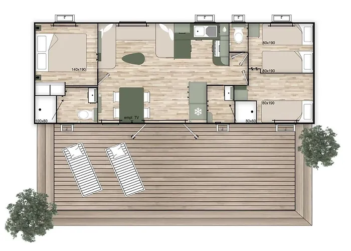 Les Dunes 5 Etoiles Mbh 6pers 1 Parentale 2 Chbs Et 2 Sdb 2 Wc Clim 42m2 * Torreilles